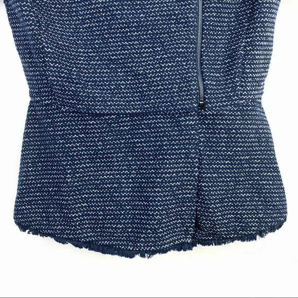 BCBGMAXAZRIA | Viviayne Blue Zip Front Peplum Top - Picture 9 of 16